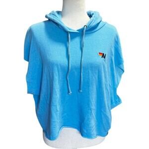 Aviator Nation Logo Sleeveless Relaxed Cropped Pullover in Blue Medium